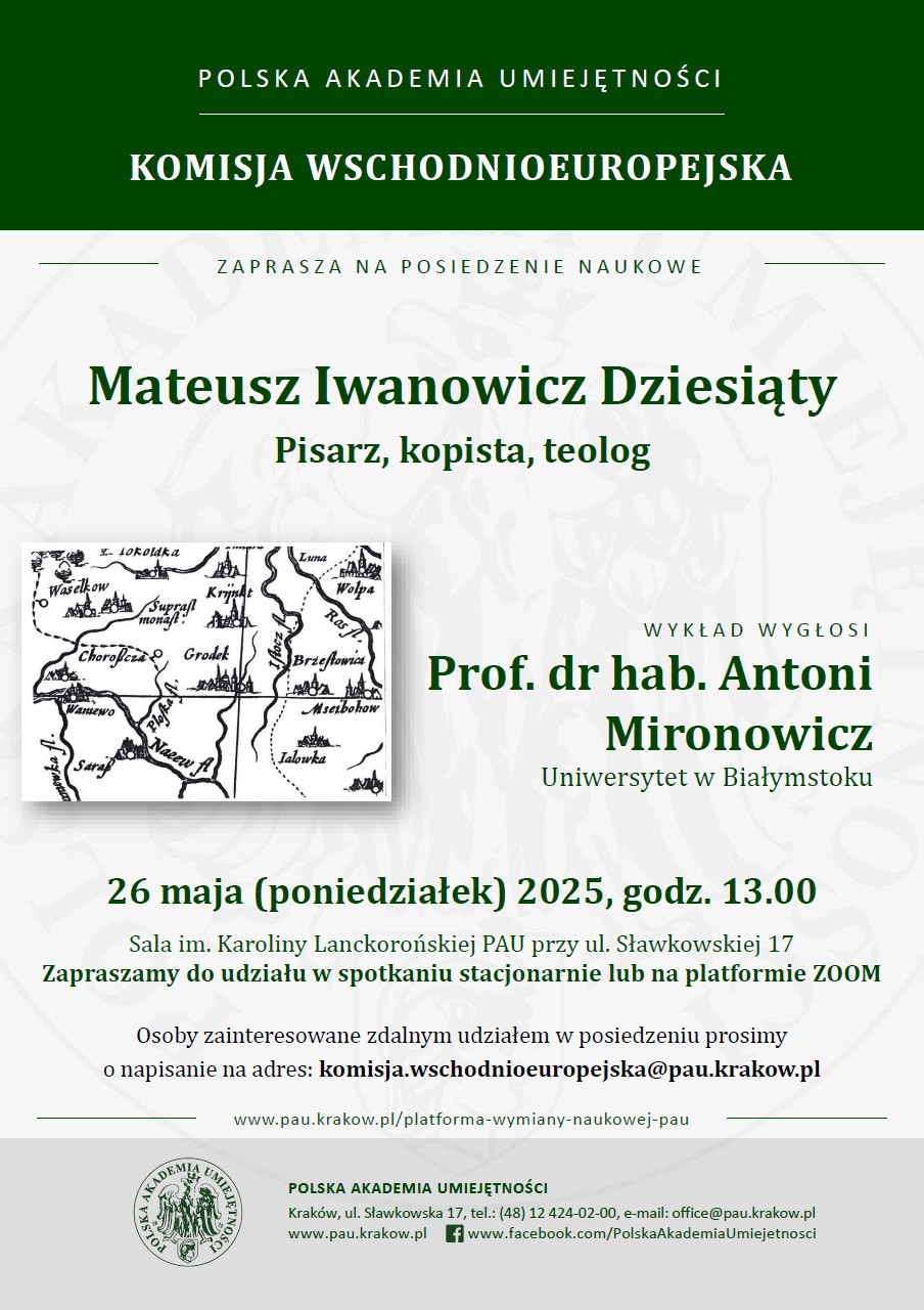 Posiedzenie naukowe PAU i wykład prof. A. Mironowicza